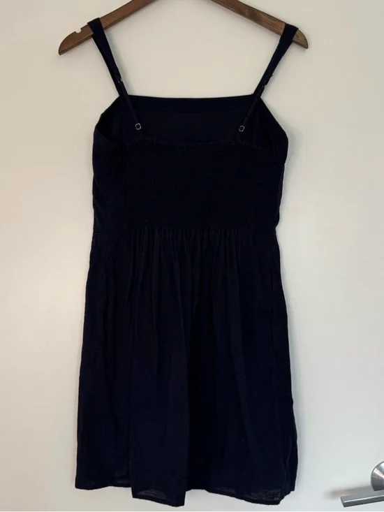 Medium Abercrombie & Fitch Dark Navy Blue Mini Dress Adjustable Straps Pockets - Picture 3 of 14